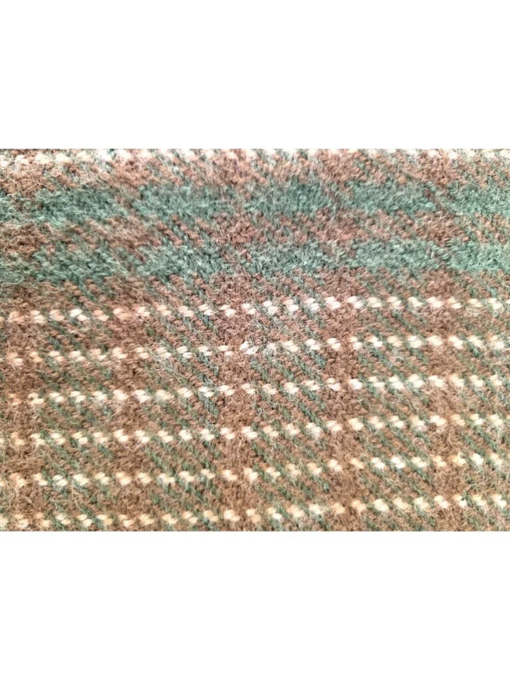 Vintage Handmade Heavy Wool Woven Wrap Shawl Green Stripe Fringed 52x10.5 Unisex